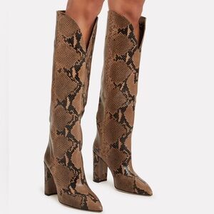 Paris Texas Python-Embossed Leather Knee-High Boots